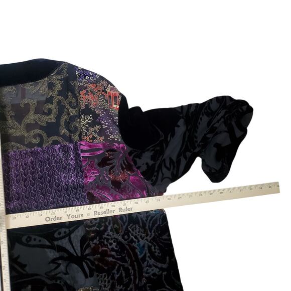 Vtg Chicos Velvet Burnout Silk Blend Kimono Topper Sz 3 XL Gothic Chic Oriental - Picture 13 of 15